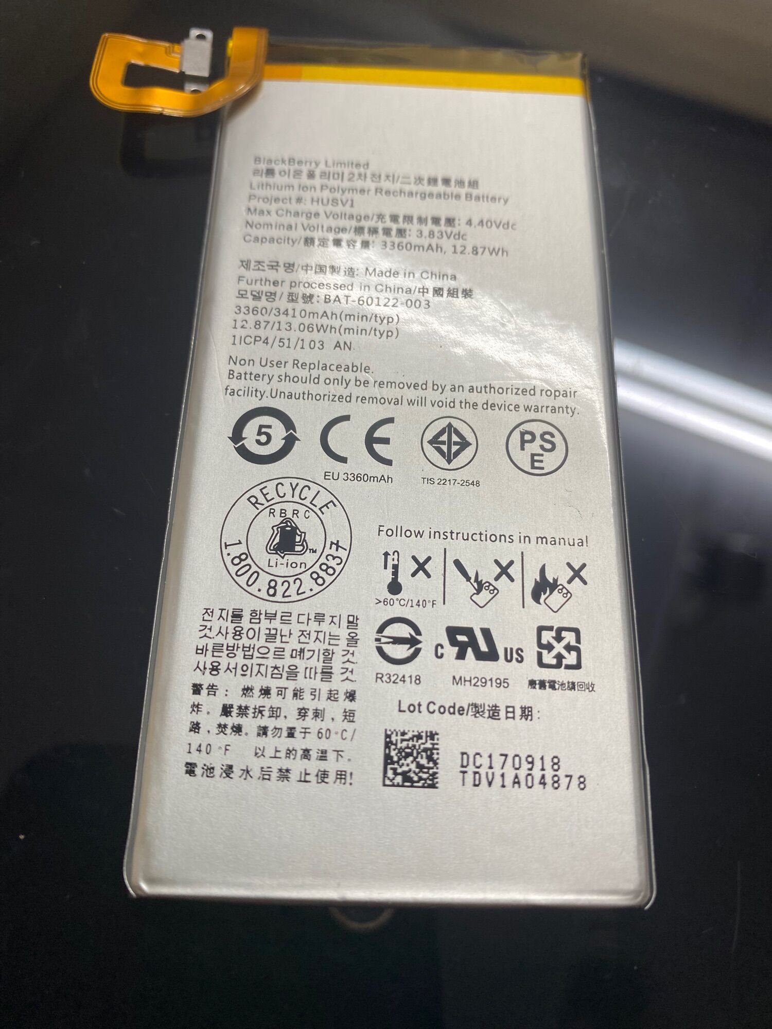Pin blackberry PRIV dung lượng 3360mAh mới