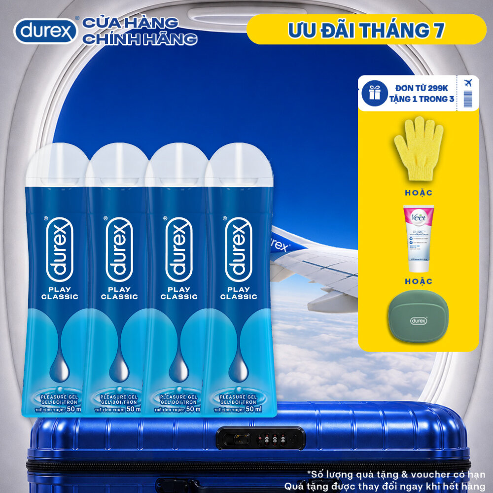 Combo 4 Gel bôi trơn Durex Classic gốc nước - Bao bì mới, cải tiến công thức thêm mượt mà, 50ML/chai