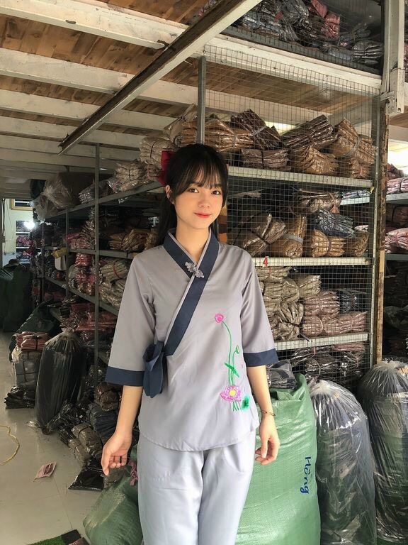 Đồ lam đi chùa # mẫu hoa sen nơ