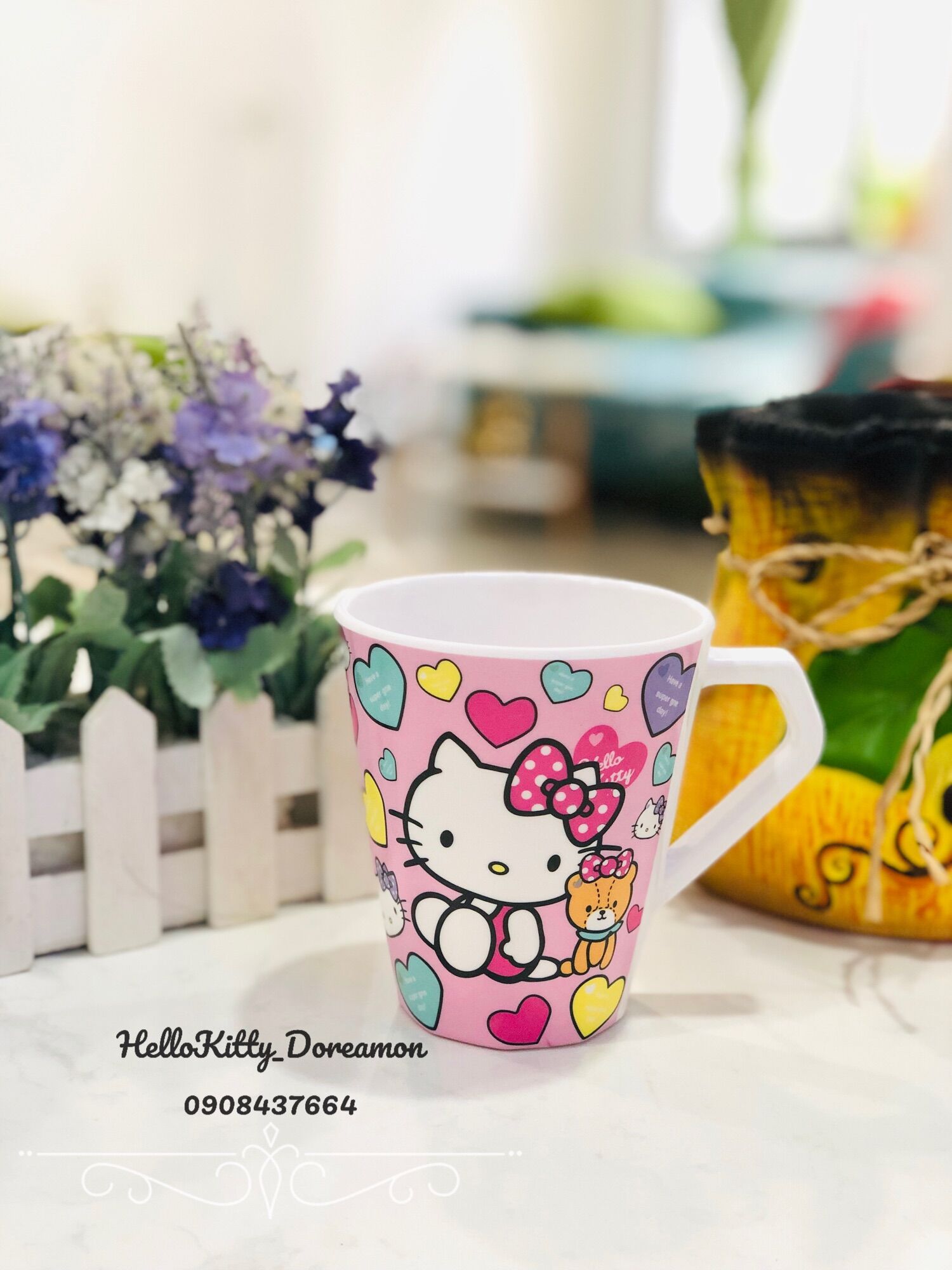 Ly Quai 450ml Melamin HelloKitty Doreamon