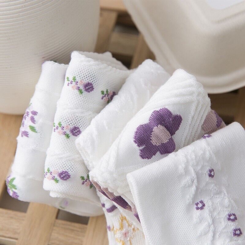 [HCM]Set 5 đôi vớ hoa nhí Lavender tím lịm