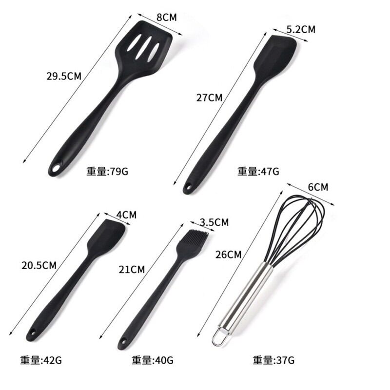 Bộ 5 phới chổi silicon màu đen [HÀNG MỚI VỀ]