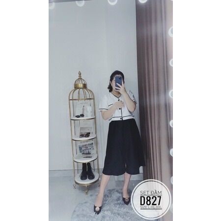 [Ảnh thật] 60=>90kg Bigsize SET ĐẦM KÈM ÁO VIỀN D827