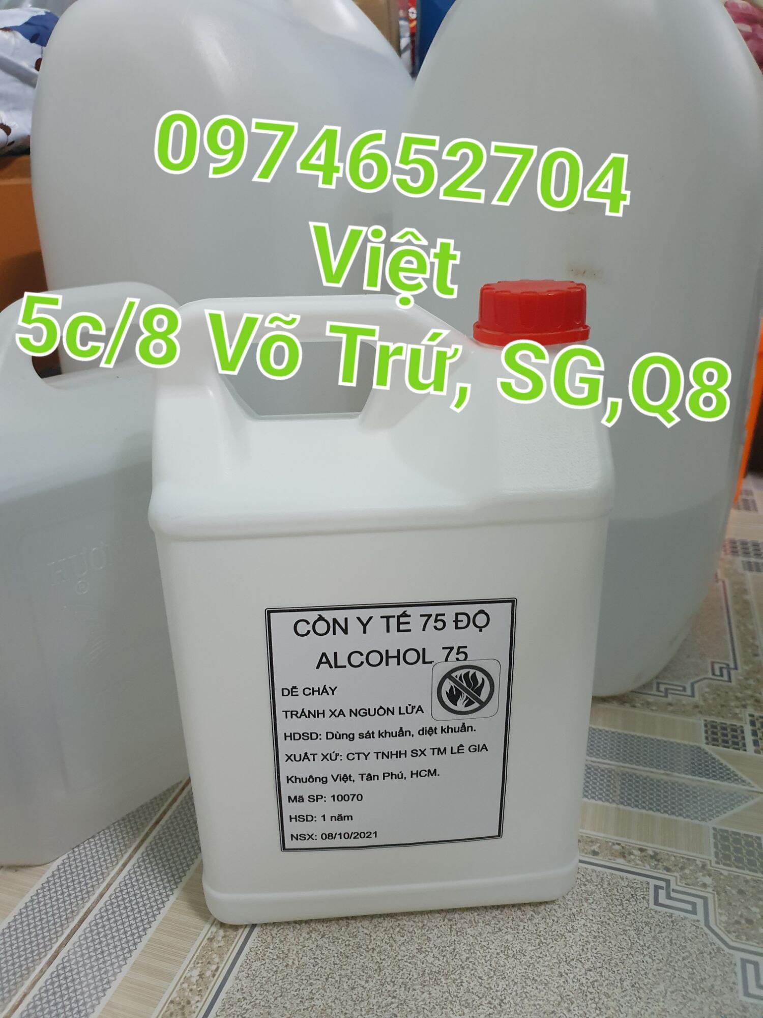 Cồn, nước  rửa tay 75, [HCM][Y tế-kiểm định]  75 độ sát khuẩn rửa tay- 1 CAN 5 Lít xịn dày, tặng bình xịt kèm theo