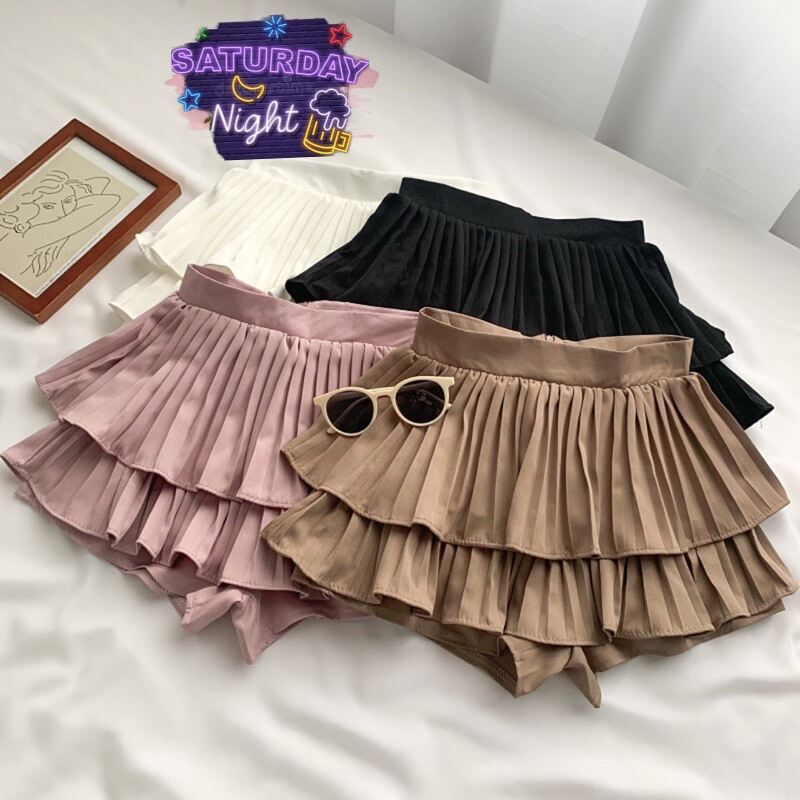 Chân Váy Xếp Li Xòe Ulzzang 2 Tầng Cực Xinh  V5 / Chân Váy 2 Tầng Xếp Li Có Quần Trong