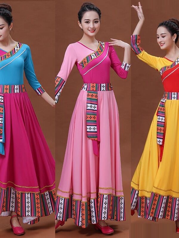Bộ Trang Phục Khiêu Vũ Vuông Mới Cho Nữ Dân Tộc Mông Cổ Và Tây Tạng Quần Dài Khiêu Vũ Khiêu Vũ Công Diễn