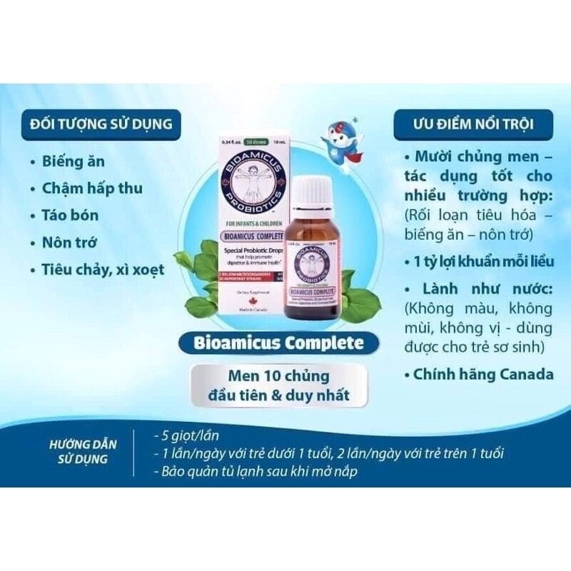 Men vi sinh 10 chủng Bioamicus Complete 10ml