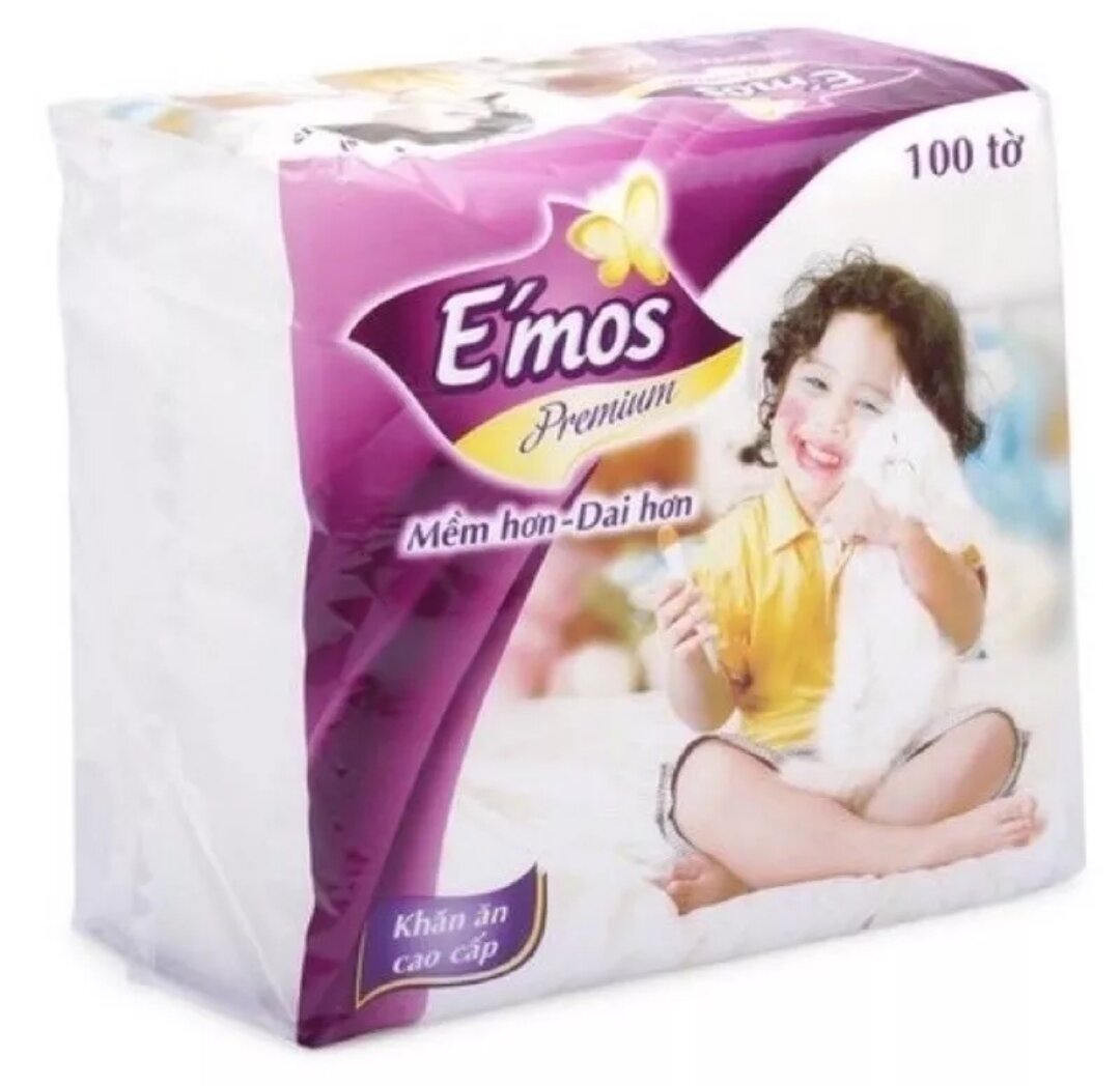 Combo 5 gói Khăn Giấy Vuông Emos gói 100 tờ