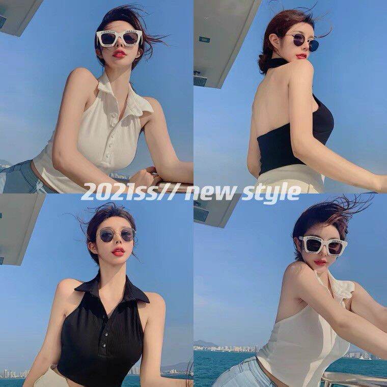 [HCM]ÁO YẾM HỞ LƯNG CỔ TRỤ Croptop
