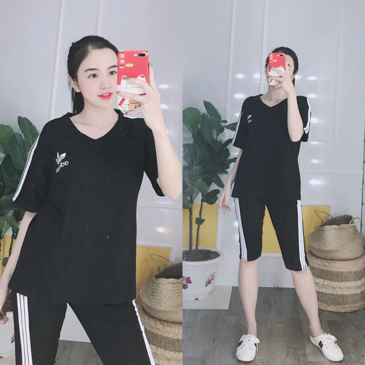 Set bộ, bộ đồ thun lửng phong cách thể thao chất vải cotton