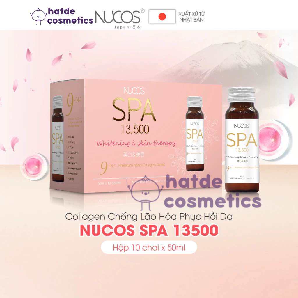 Collagen thủy phân Nucos Spa 13.500 phục hồi làn da, ngừa lão hóa, giảm nếp nhăn hộp 10 chai x 50ml