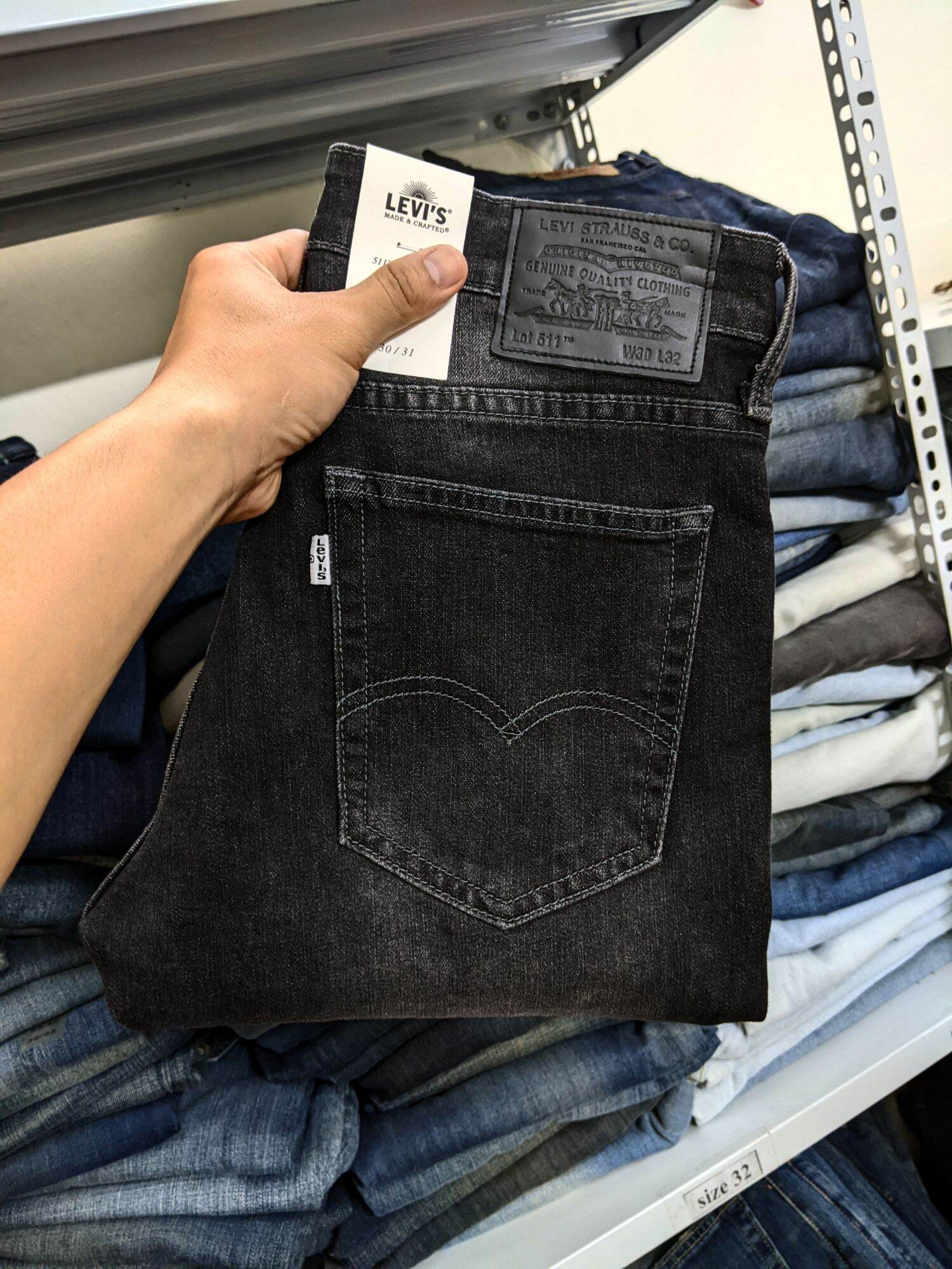 quần jean levis màu đen xám khói