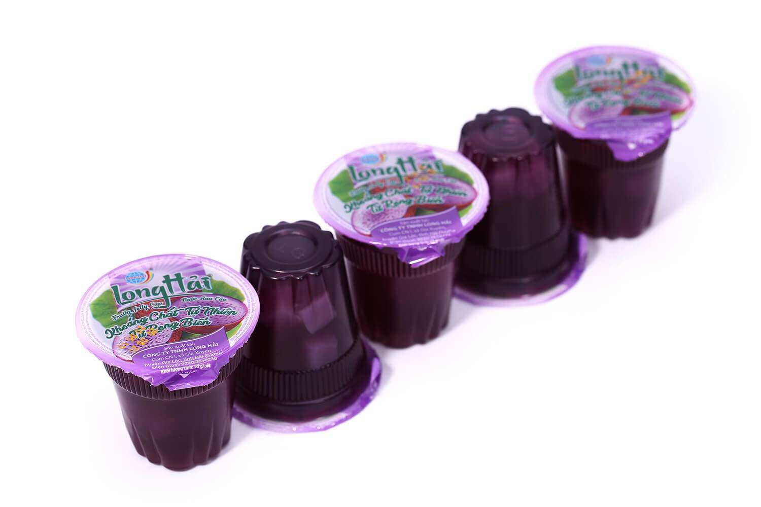 Thạch nước rau câu Long Hải 95gr/cốc - 5 cốc/ lốc