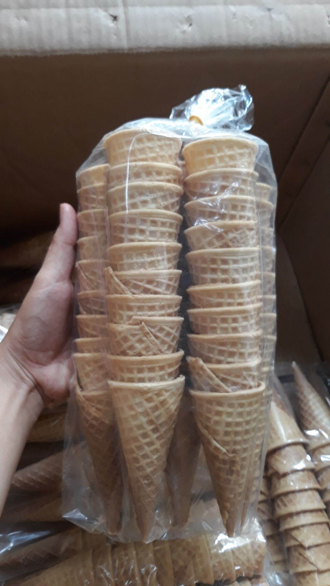 Bịch 10 cái bánh ốc quế giòn ăn kem