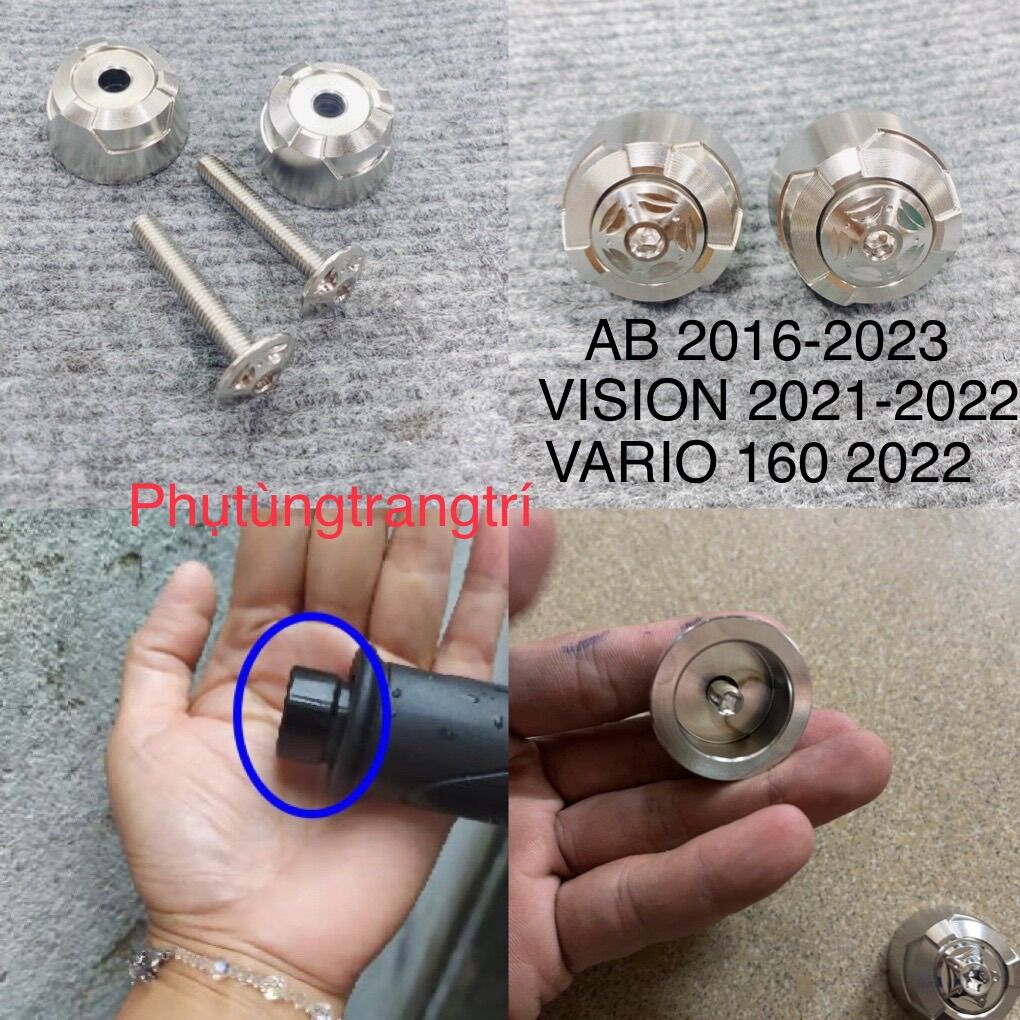 Gù inox kèm ốc salaya gắn cho vario 160-ab 160-125 2023/vision 2021-2022 kiểu mới