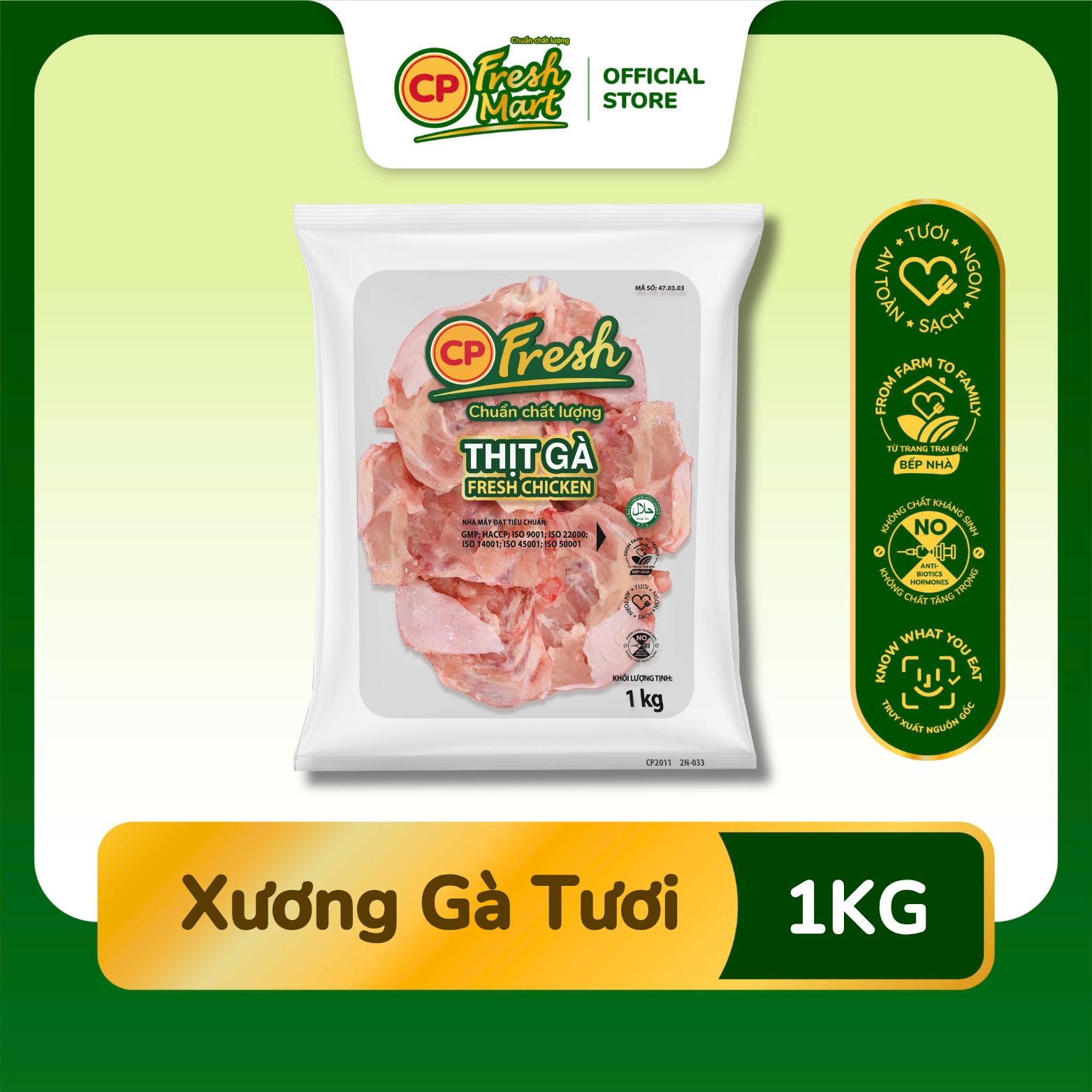 Xương Gà Tươi CP Gói 1KG - Tươi Ngon Tiện Lợi - Cho Bữa Ăn Gia Đình - CP Fresh Mart