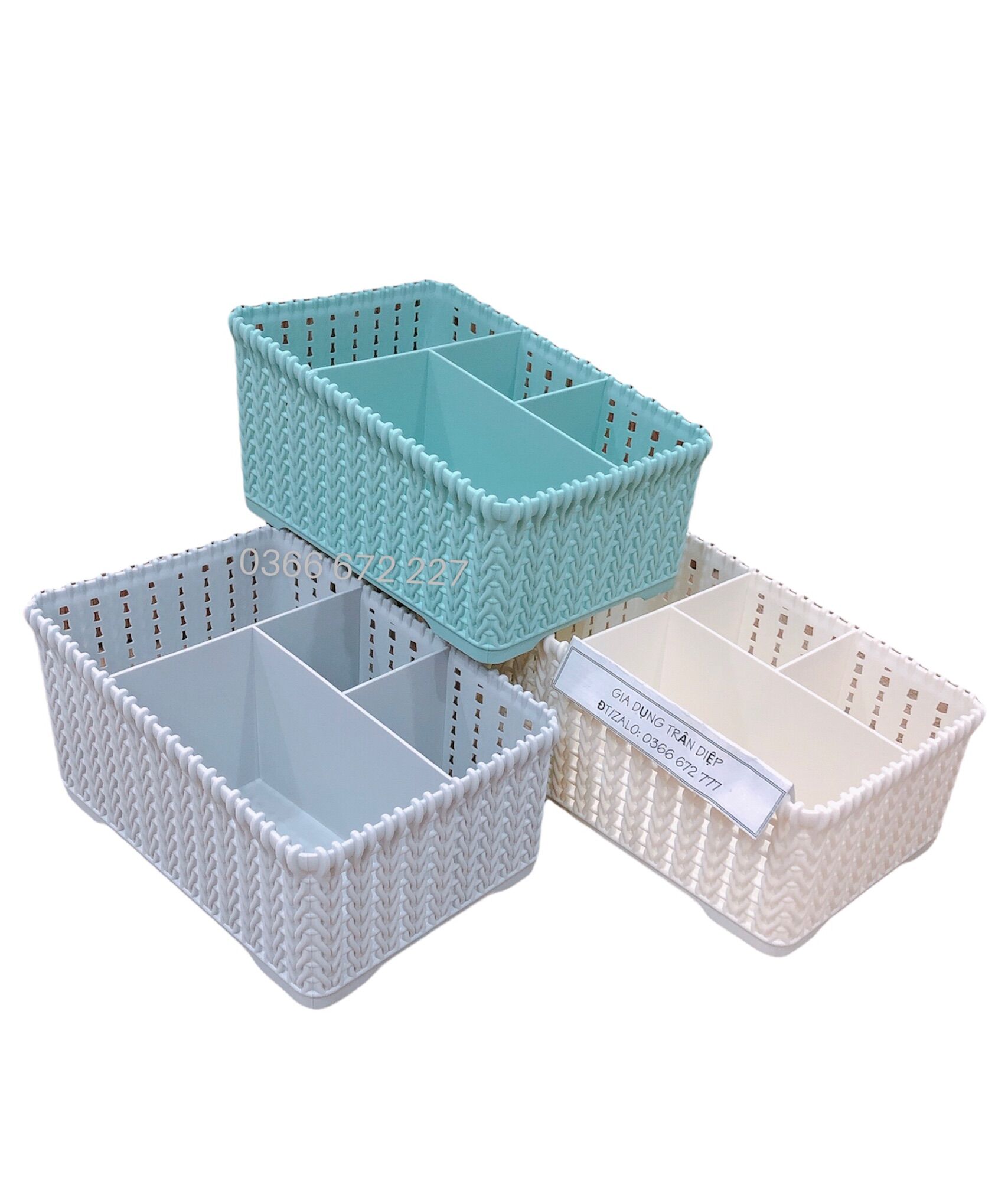 Khay nhựa 4 ngăn đan cao cấp 233
