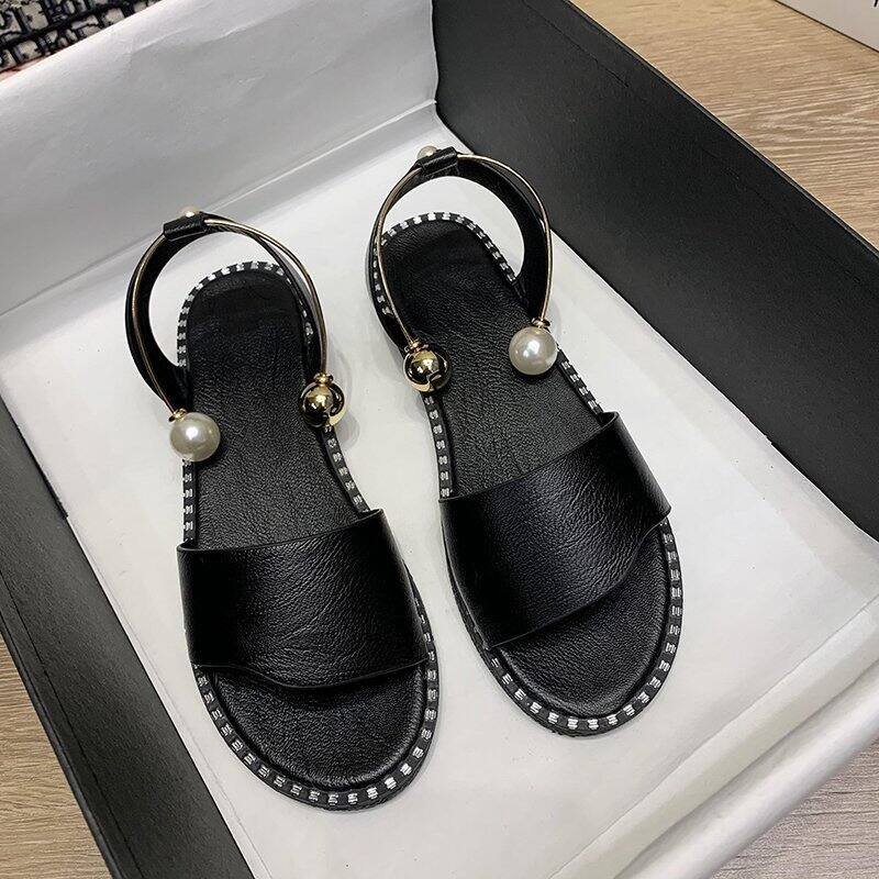 Giày Sandal Phong Cách Cổ Điển Mùa Hè Cho Nữ Giày Đế Bằng Thời Trang Học Sinh Phong Cách Hàn Quốc Đa