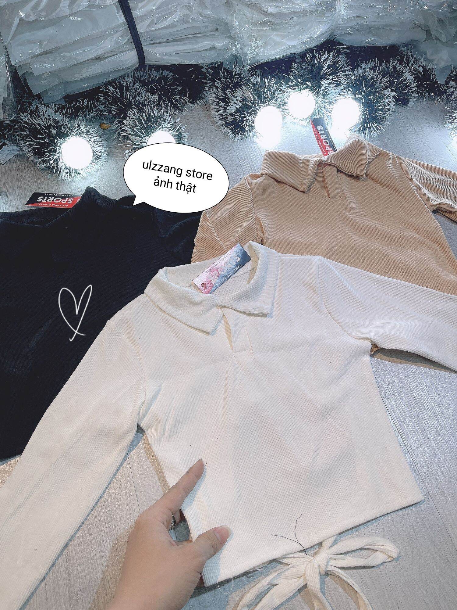 Áo croptop tay dài cột nơ sau lưng