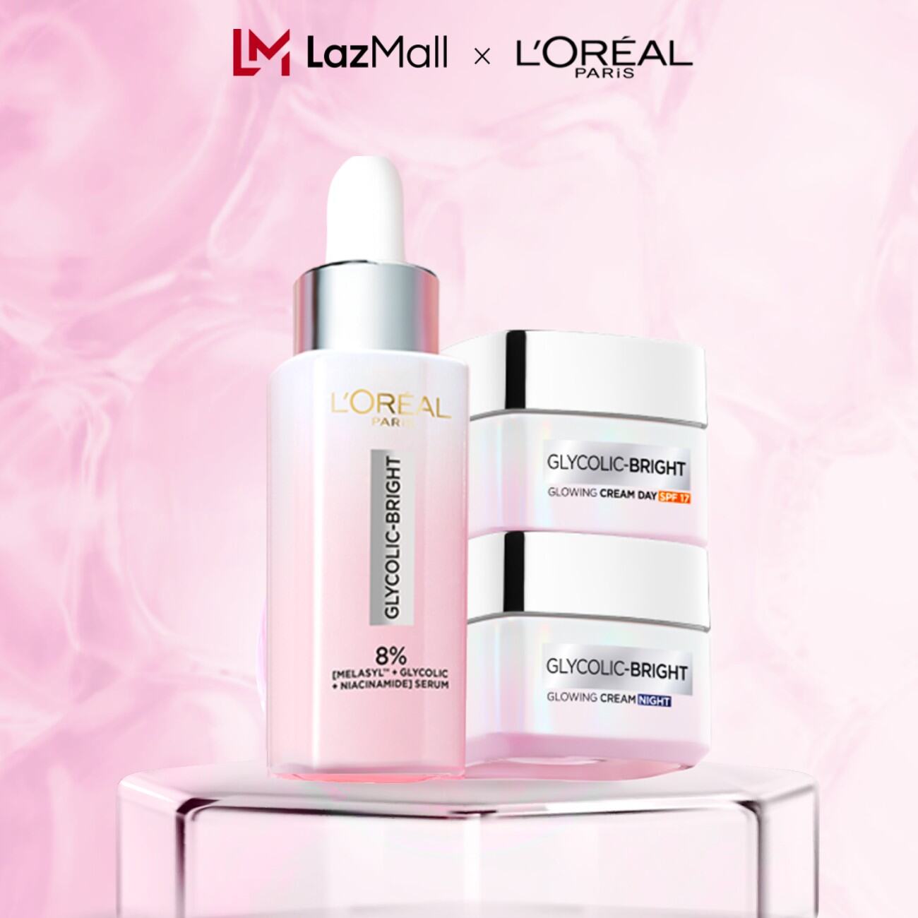 Bộ Serum Glycolic Melasyl 8% [Melasyl+Glycolic+Niacinamide] & Kem dưỡng ngày đêm sáng da giảm thâm mụn nám Loreal Paris