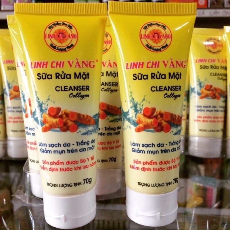 Sữa Rửa Mặt Sạch Mụn Trắng Da LINH CHI VÀNG