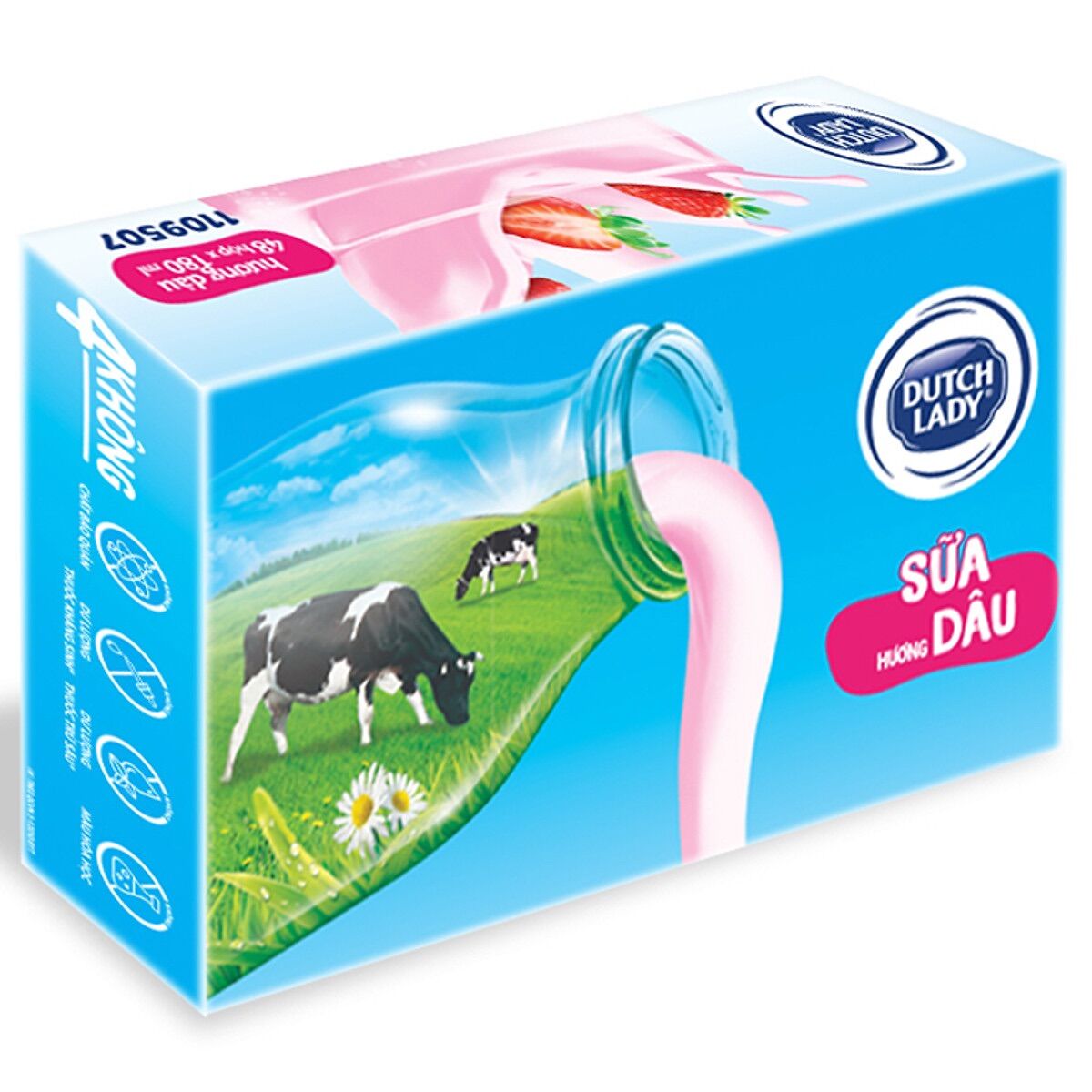 Thùng 48 hộp sữa cô gái hà lan dâu 180ml