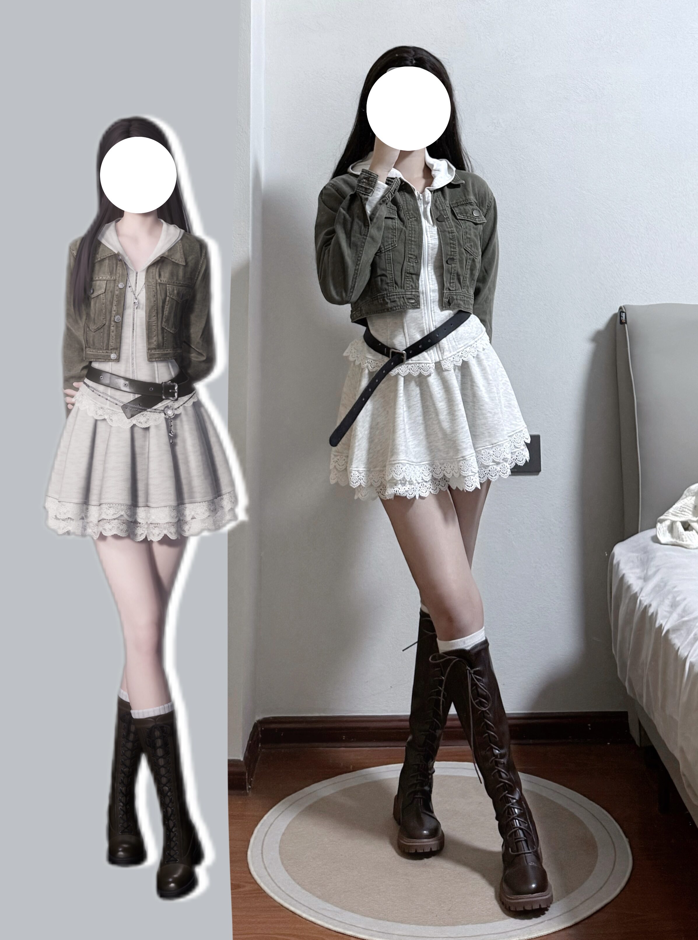 Worn Green Elegant Song Short Denim Jacket Female Lead Cosplay Costume for Gaming Events Short Sleeve Long Sleeve Available Giá 912,000 Đồng*Miễn phí vận chuyển