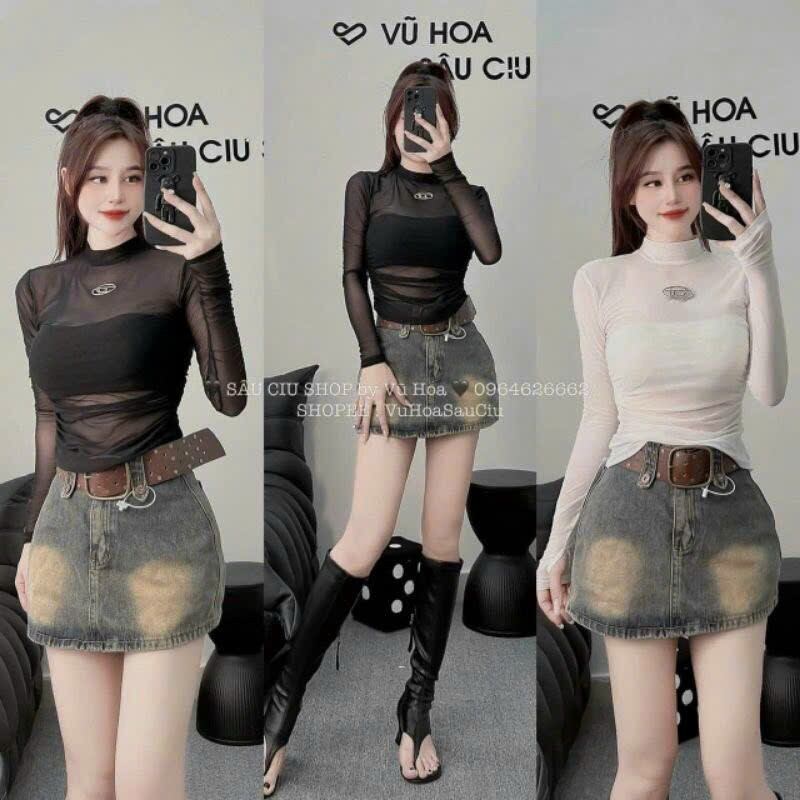Áo Lưới tay dài logo kèm áo ống