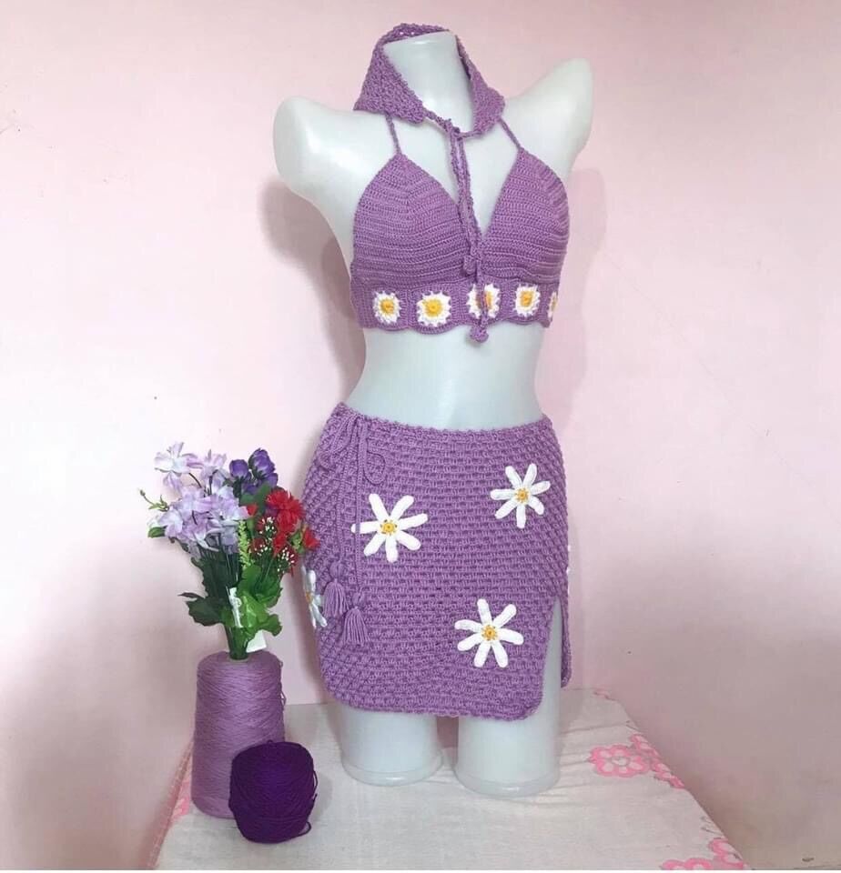 Bikini len móc kèm khăn