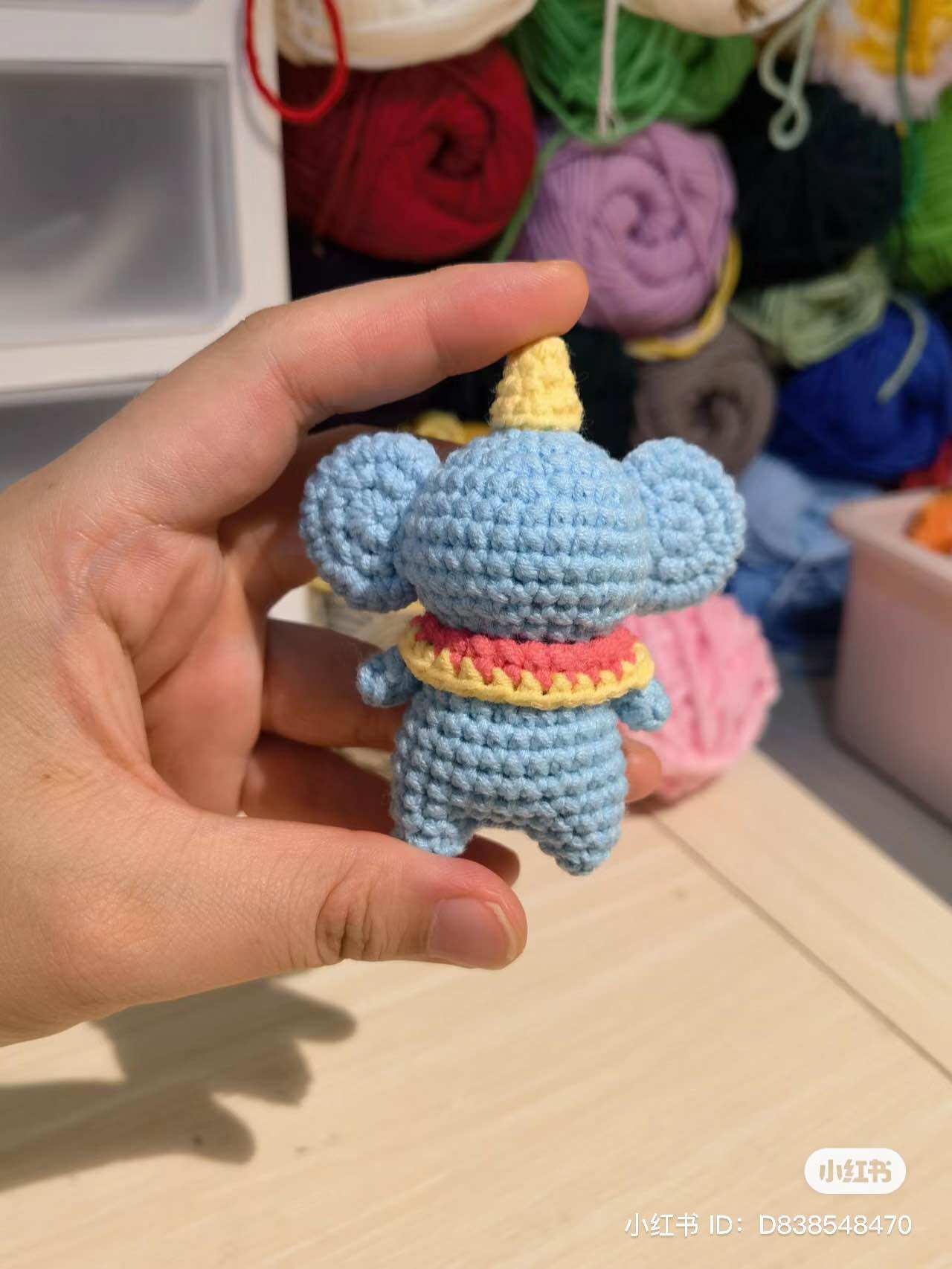 Móc khoá voi xanh siêu cute/voi len handmade