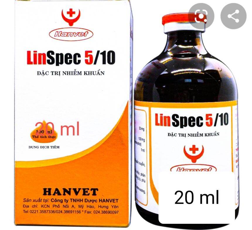 Linspec 5/10 combo 2 chai* 20ml viêm phổi, suyễn, phân trắng, phân xanh