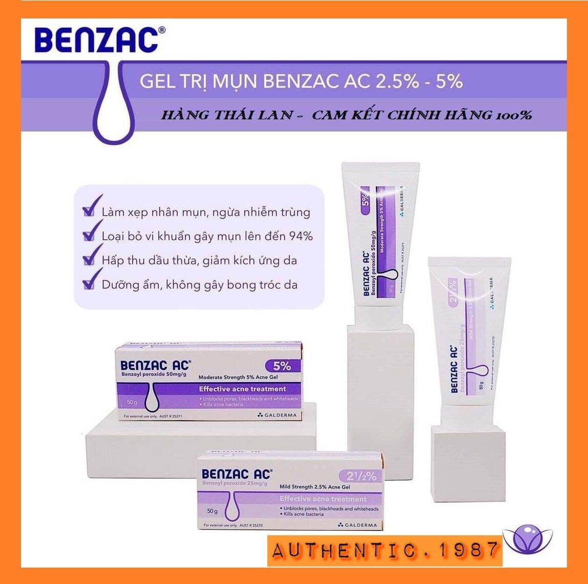 [Chính Hãng 100%] Kem Chấm Mụn Benzac Ac Chứa Benzoyl Perioxide (25% Và 5%) - 15G