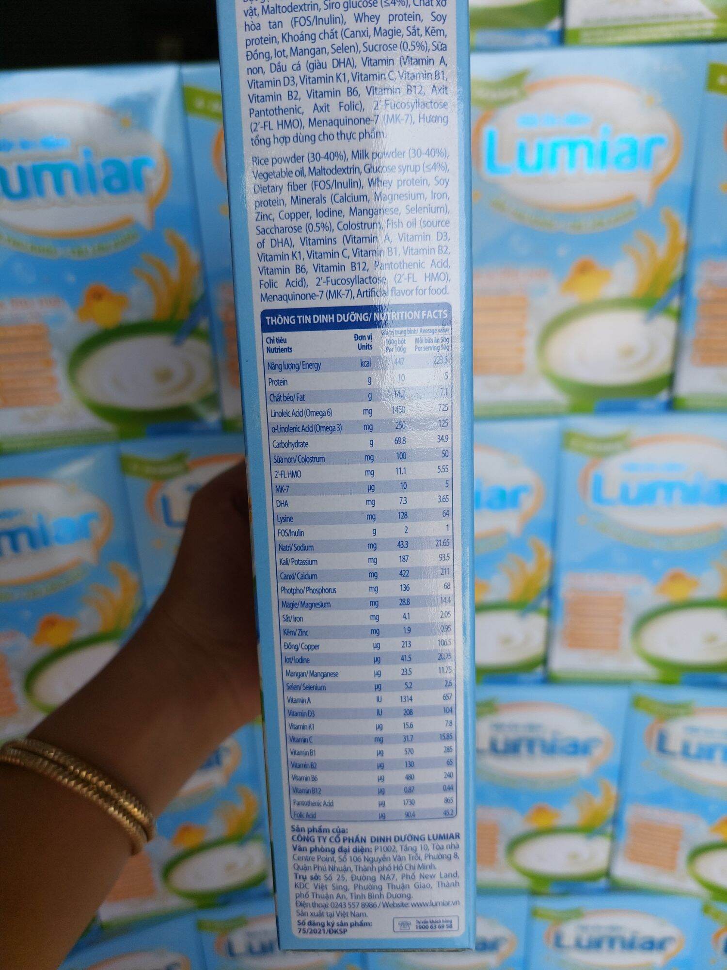 Bột ăn dặm LUMIAR Gạo & Sữa Non ( hộp giấy 200g)