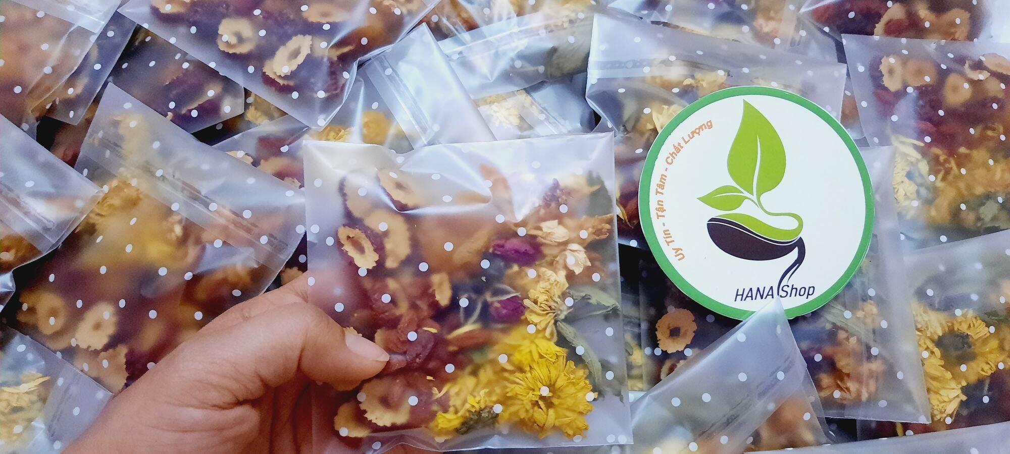 Trà dưỡng nhan- Trà thảo mộc set 10 gói 5 vị . Hương thơm vị ngọt. 10 set / túi zip.