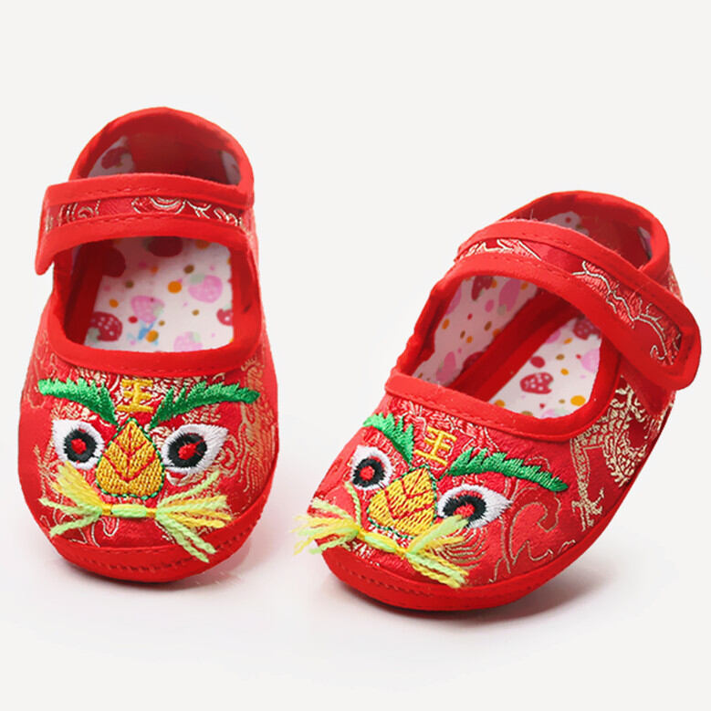 Giày Đầu Hổ Thủ Công Em Bé Giày Sơ Sinh Màu Đỏ Sơ Sinh Không Mất Đế Mềm 1 Tuổi Trẻ Sơ Sinh Giày Xuân Thu Mùa Hè Nữ 2