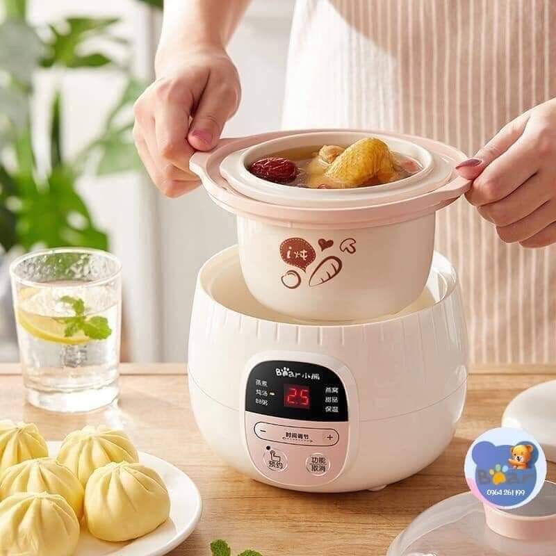 Thố Sứ 0,8l bộ nồi nấu cháo chậm bear