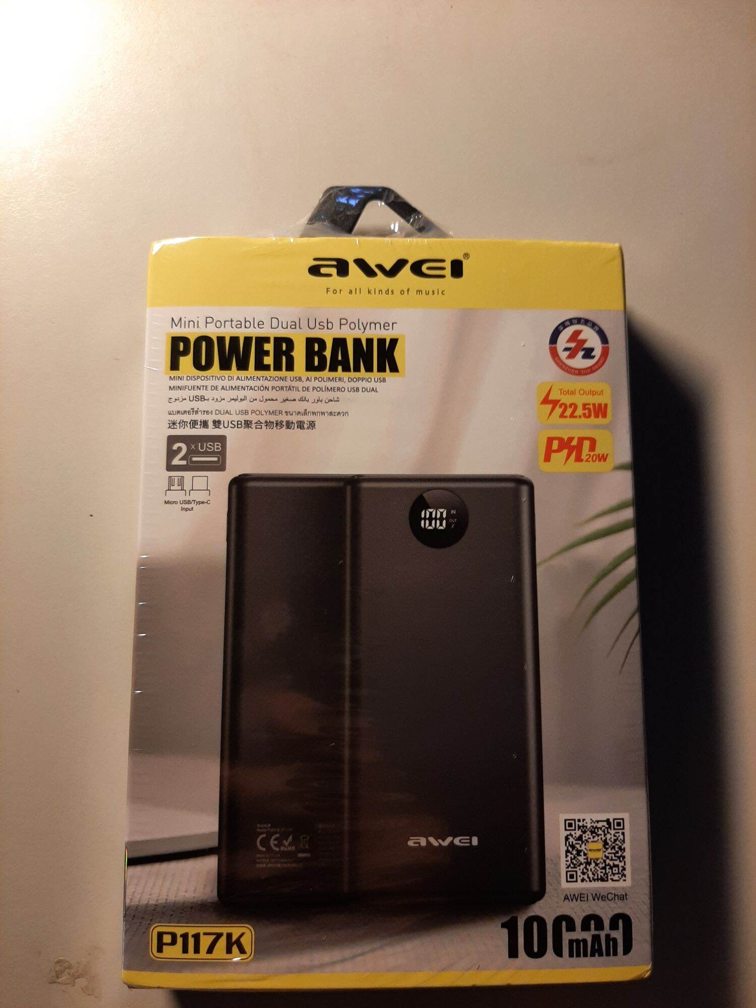 combo sạc dự phòng awei p103k+p117k 22.5w 10000