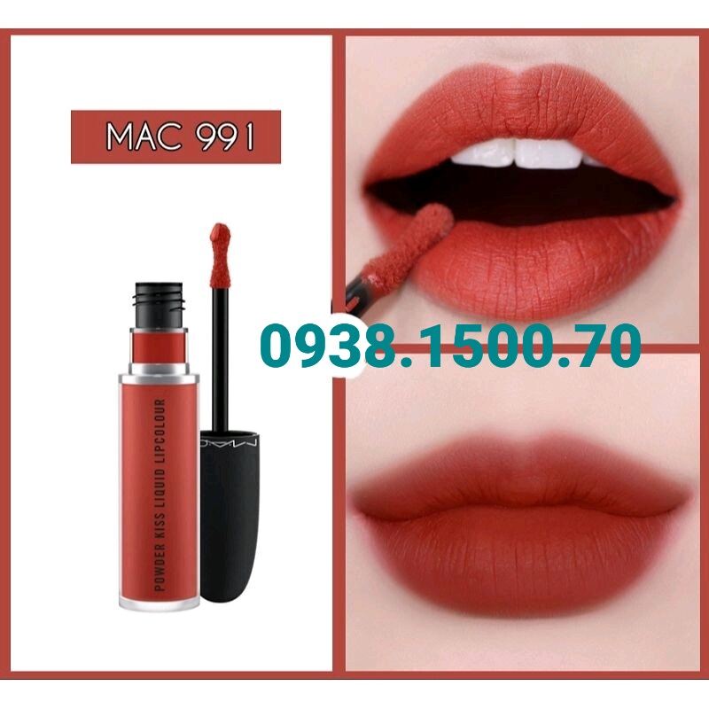 SON KEM LÌ MAC Powder Kiss Liquid LipColour 991 Devoted To Chili ✌ĐỎ GẠCH