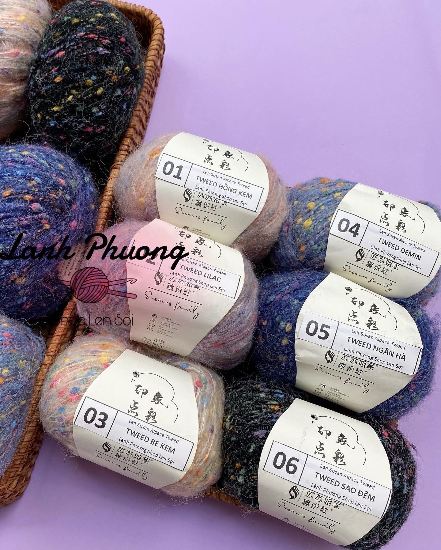 Len Susan Tweed Đốm Đan Thú, Khăn, Áo 50gr