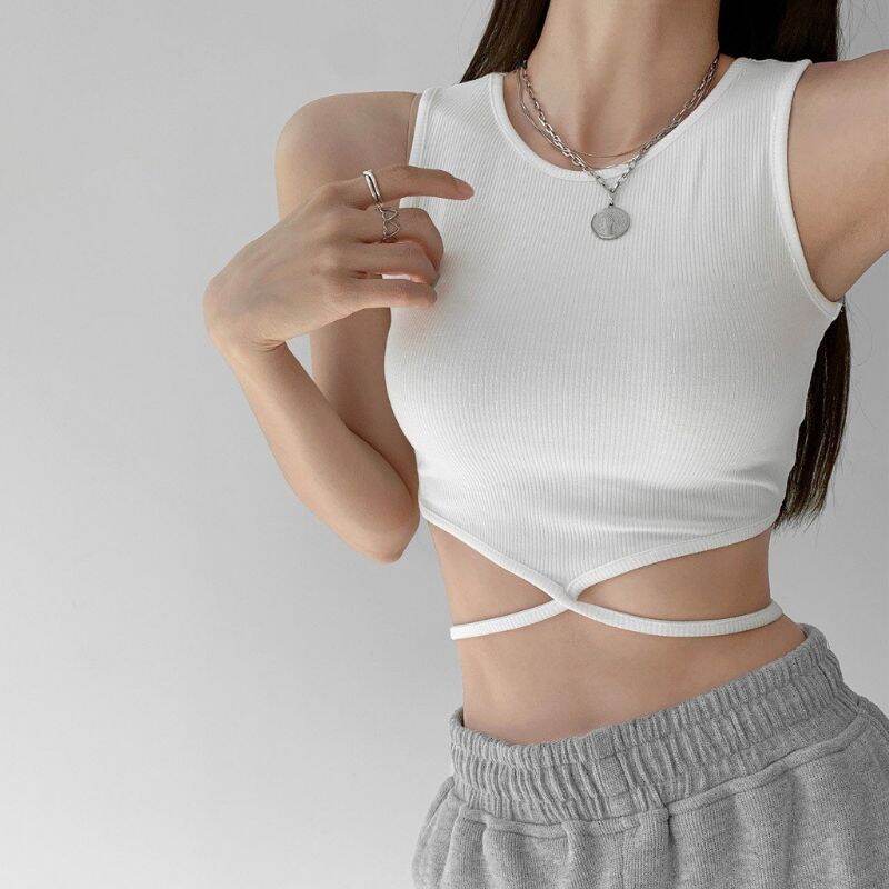 Áo croptop ba lỗ cột dây