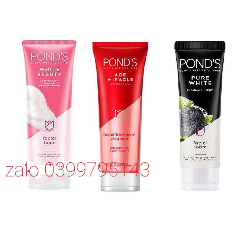 Sữa Rửa Mặt Ponds Ngừa Lão Hóa/Trắng Hồng/Than 100g