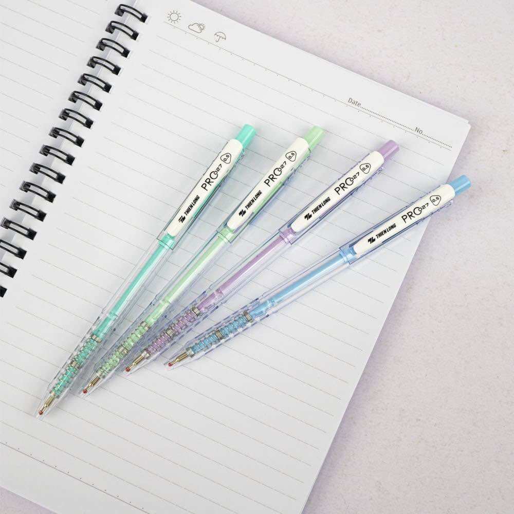 Vỉ 5 cây bút bi màu pastel pro 027 thiên long tl-105