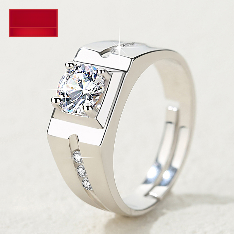 Nhẫn Bạc 925 Dành Cho Nam Có Moissanite Đơn Mở Thiết Kế Nhẫn Hợp Thời Trang仿真钻结婚 Thời Trang, Sành Điệu Phong Cách Hàn Quốc