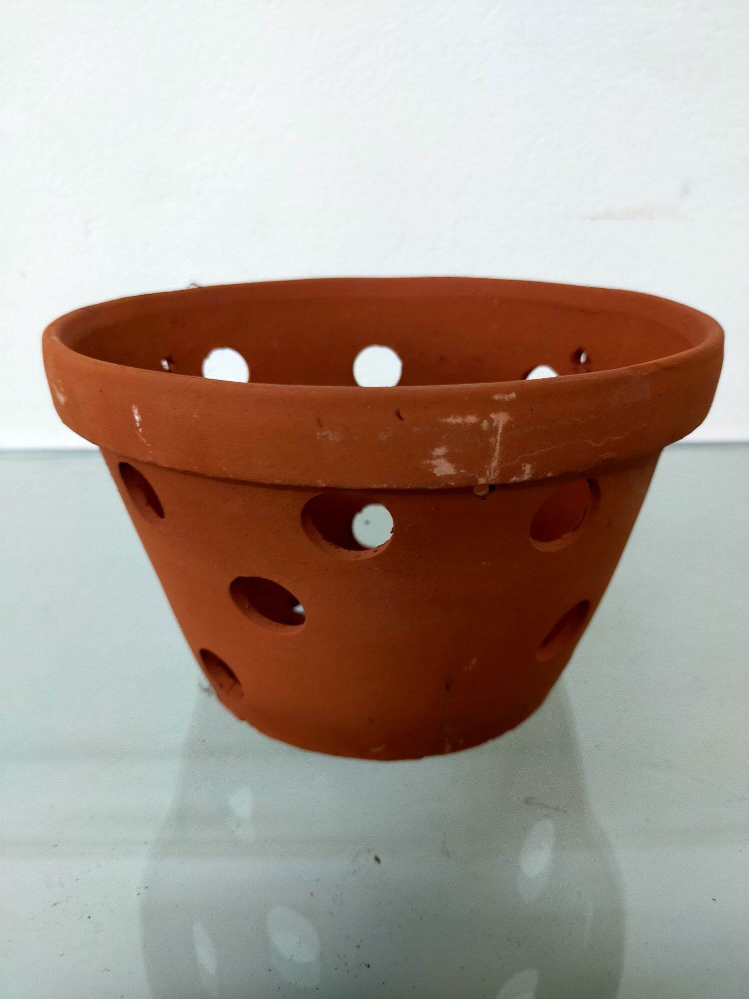 chậu đất nung trồng lan, sử dụng dây treo ( miệng chậu rộng 19 cm, chậu cao 12 cm)