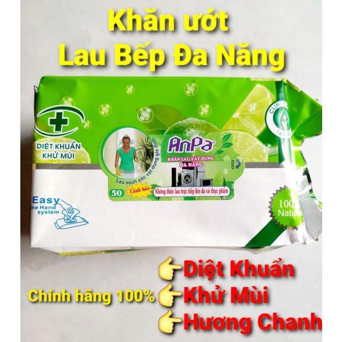 KHĂN GIẤY ƯỚT ĐA NĂNG LAU BẾP ANPA CHÍNH HÃNG 50 TỜ