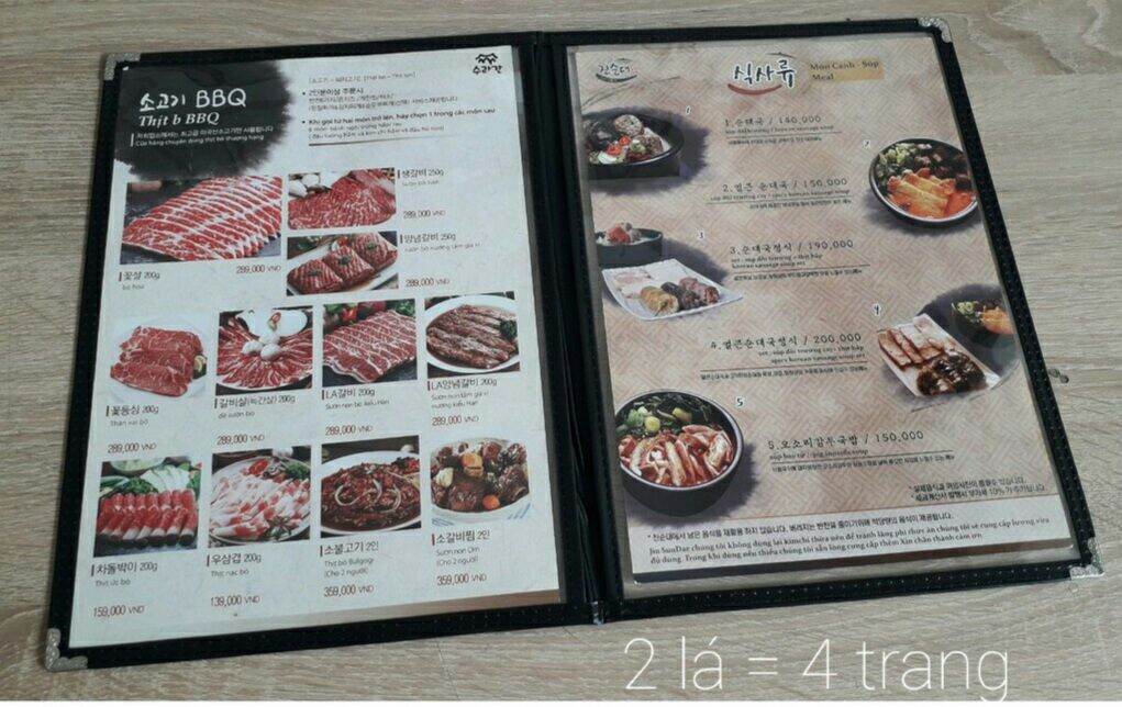 Bìa menu 4 trang a4