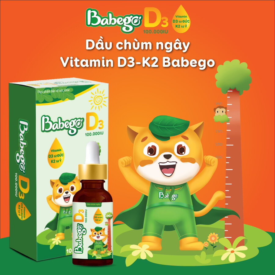 DẦU CHÙM NGÂY VITAMIN D3 K2 BABEGO 10ML TỪ ĐỨC