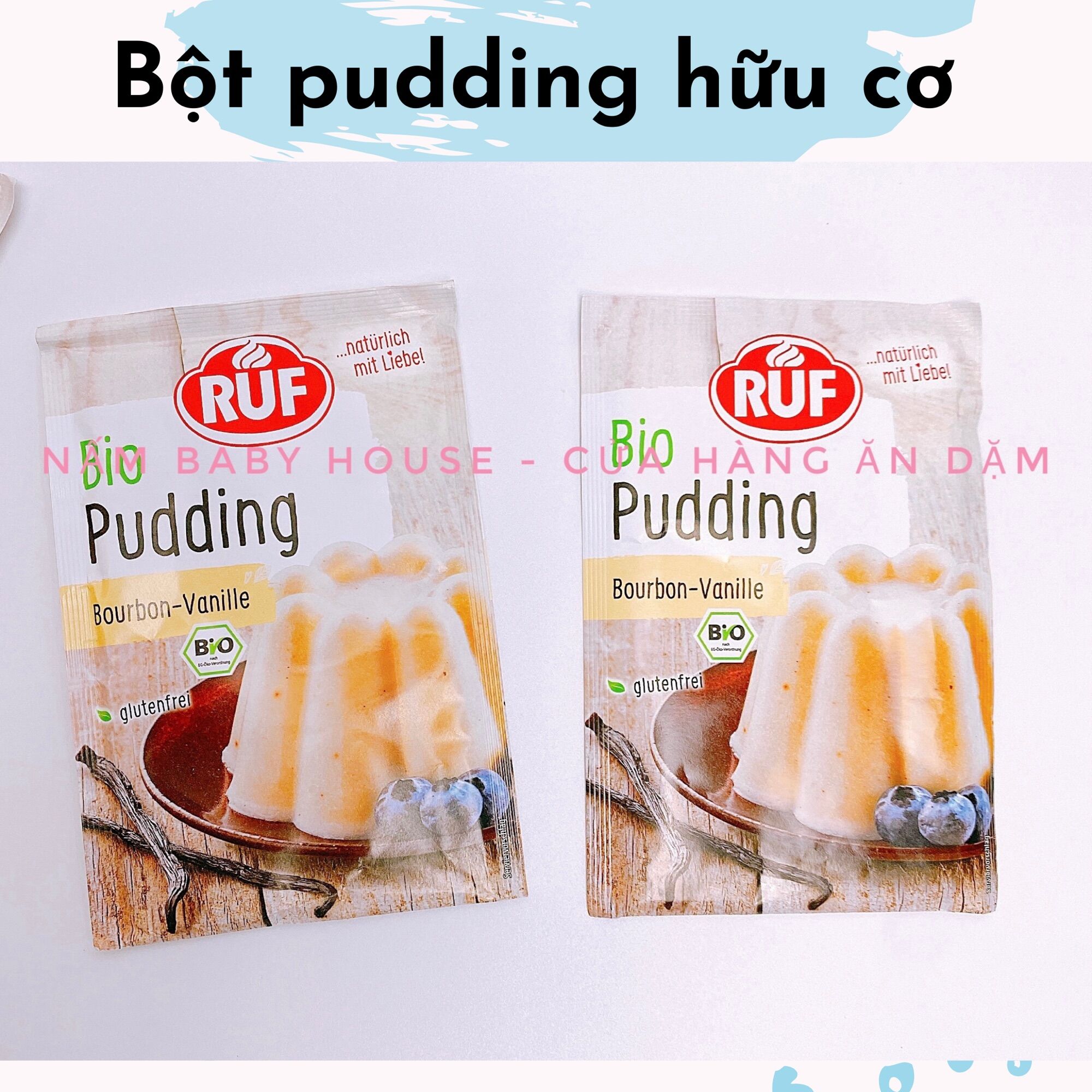 Bột pudding hữu cơ RUF Đức làm món phụ cho bé ăn dặm-40g