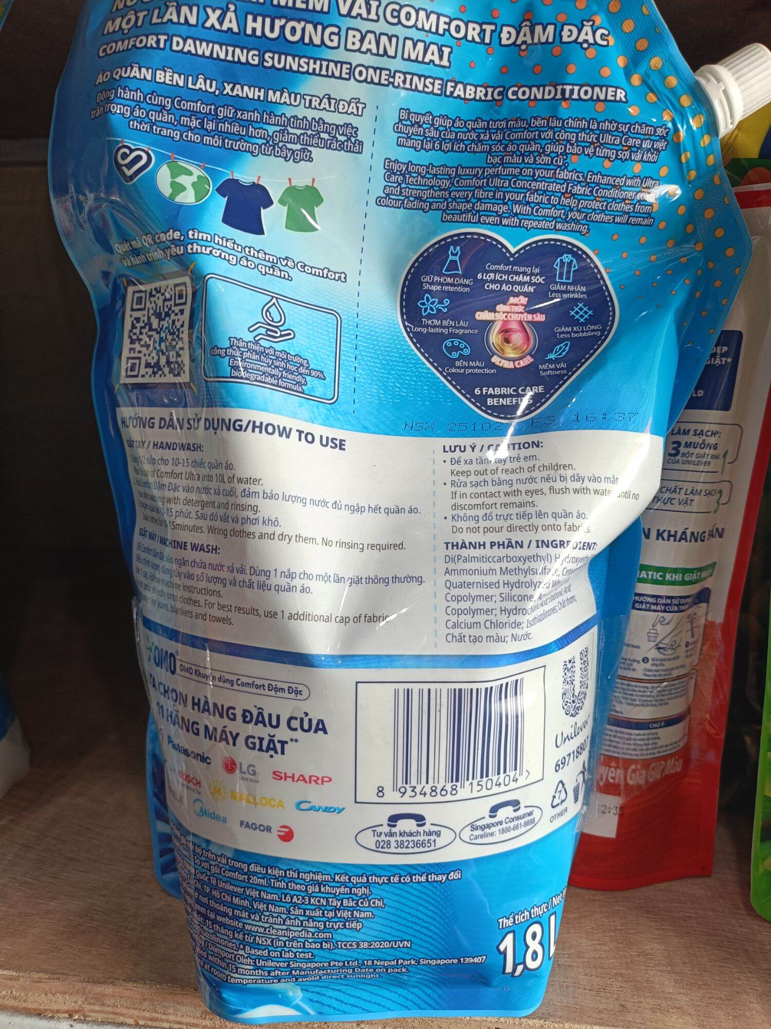 1.8L bag deep care Comfort fabric softener