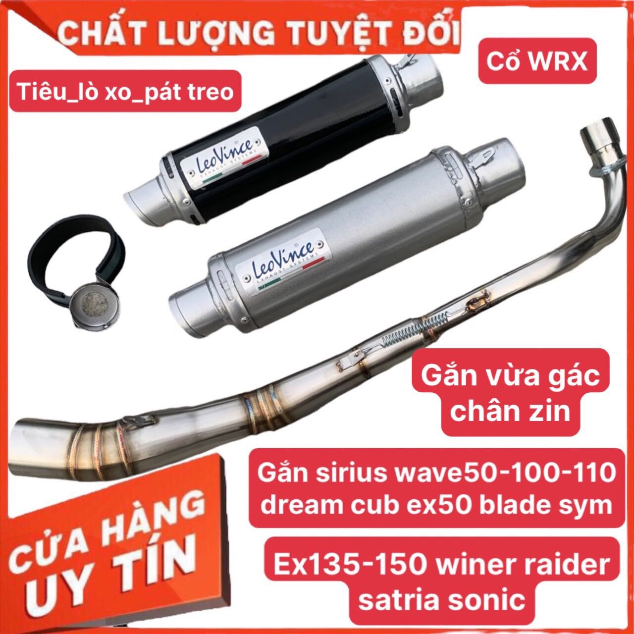 Pô Leovince + cổ WRX xịn 2 khúc gắn sirius wave dream cub blade ex raider winer sonic...